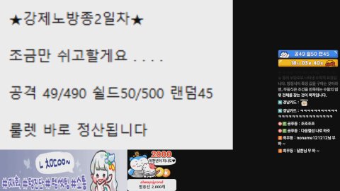 [메이플/베라/첼3]300패파1위 ⭐강제노방종2일차..부캐육성中⭐ 사냥/템진단/소통 中